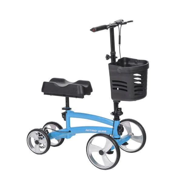 Can you describe the braking system on the Drive Nitro Glide Knee Walker?