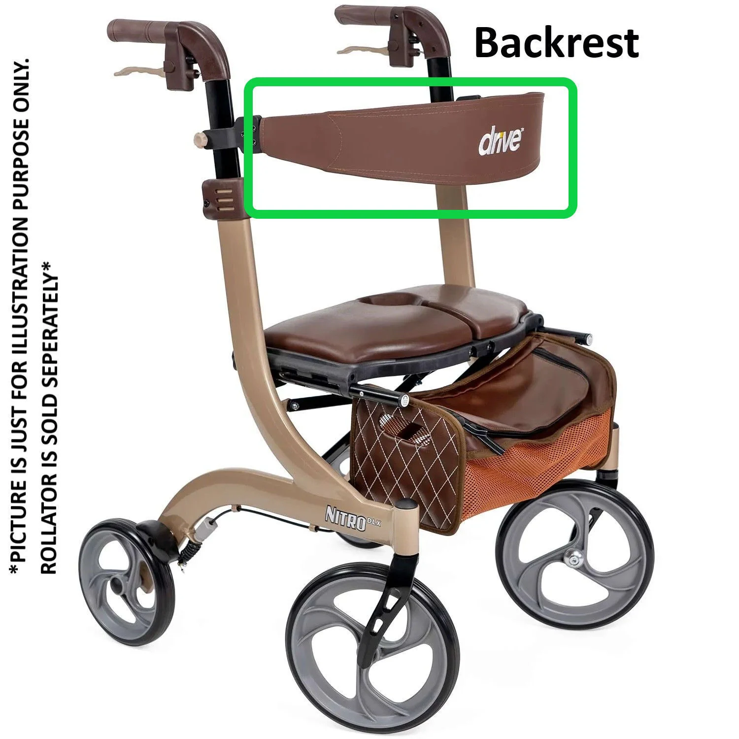 How can the height of the backrest be adjusted for the Nitro DLX Rollator?