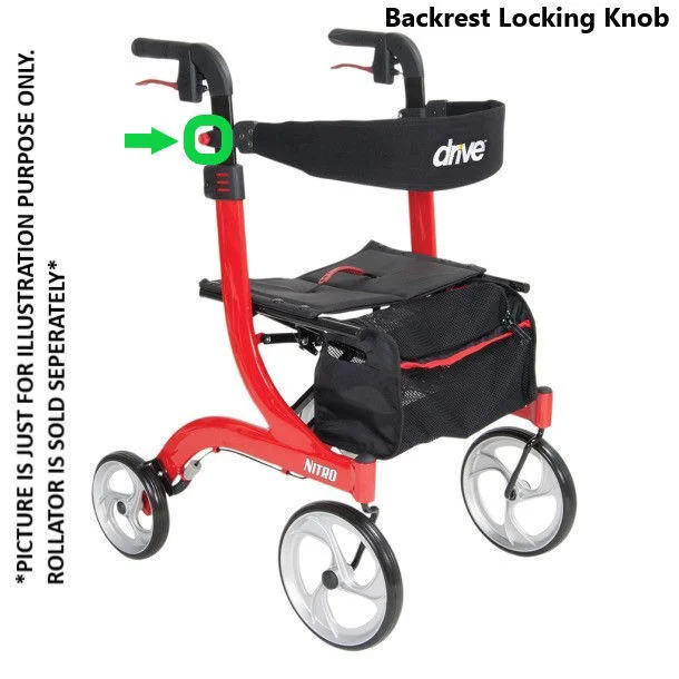 How does the Backrest Locking Knob on the Nitro Rollator work?